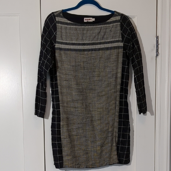 FabIndia Black and Gray Long Sleeve Dress - Picture 1 of 11